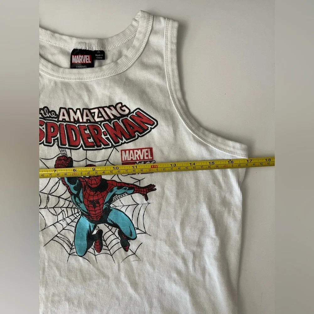 Marvel | Women’s White Ribbed Spider-Man Tank Top - Picture 6 of 7